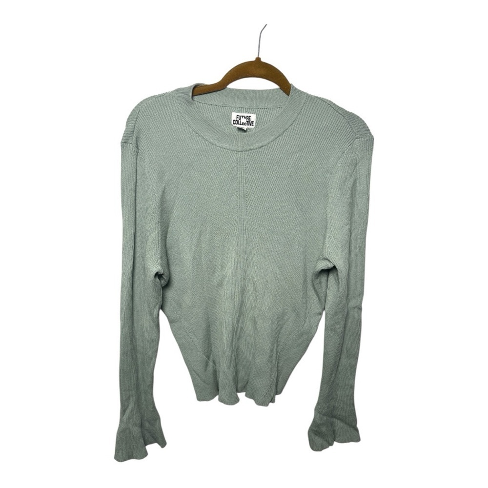 Future Collective Sage Crew Neck Bell Sleeve Sweater